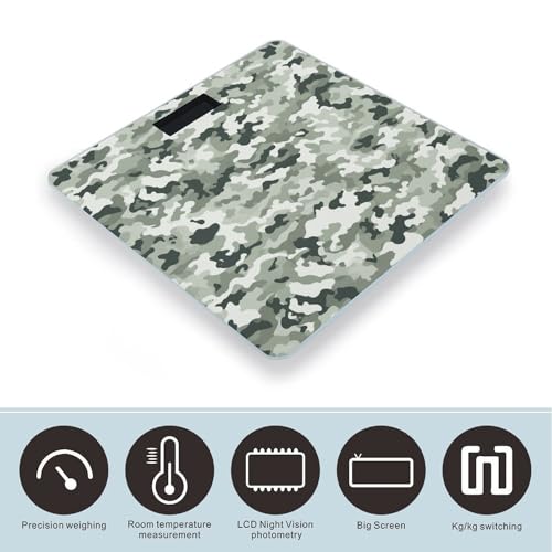 Báscula de baño digital camuflaje blanco vidrio templado miniatura 3