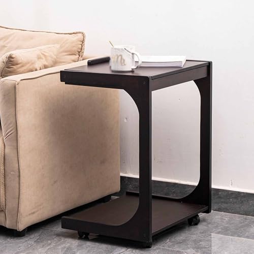 Mesa auxiliar en C de bambú para desayunar en el sofá o trabajar con portátil 2