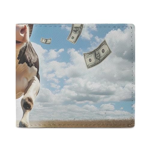 Cow Print Dollar Coin Purse PU Leather Bifold Wallet Small Change Purse Pouch Front Pocket Wallets