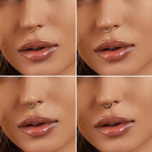 Jstyle 5Pcs 316L Surgical Steel Septum Rings Nose Rings Hoop 16G 18G 20G Hinged Clicker Hoop Nose Rings for Women Men Cartilage Hoop Earring Lip Helix Rook Tragus Conch Septum Nose Piercing Jewelry4