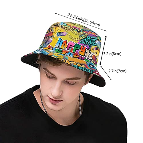 Graffiti Birthday 80S 90S Bucket Hat Packable Fishing Sun Cap Summer Fisherman Hats For Women Men #TOP2