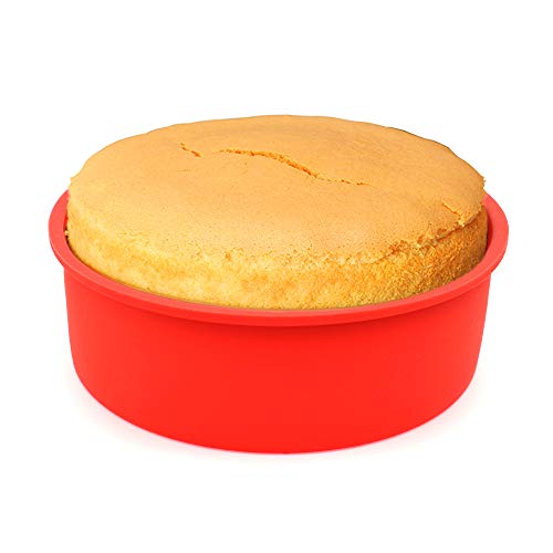 6 Inch Round Cake Pans 2 Pcs Silicone Cake Molds Non-stick Baking Mold Quick Release Baking Pan for Baking Cake, Cheese Cake and Chiffon Cake, Red - Thumbnail 2