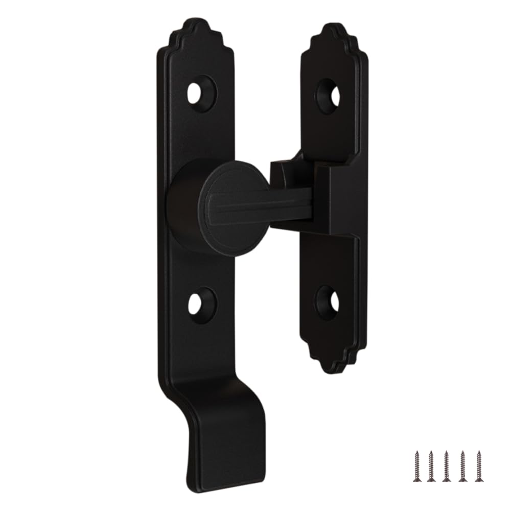 Dongker Black Door Latch, 90/180° Zinc Alloy Flip Closer Gate Latch With Mounting Screws For Cabinets Bathroom Doors Sliding Barn Bedroom