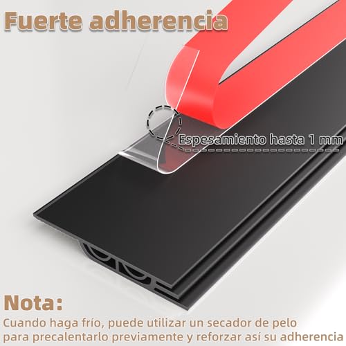 Miniatura 3 de Esufeir 78 2m Negro Burlete Puerta Entrada,Goma Burlete Bajo Puerta Exterior,Autoadhesivo Silicona Aislante Acustico Insonorizarburletes,Tira Sellado Para Puerta Interior,Cubre Puertas El Suelo Frio