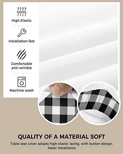 Scominoc Black And White Check Seat Covers For Dining Room Chairs Set Of 4, Checkered Stretchy Dining Chair Cushion Covers, Removable Washable Furniture Protector Buffalo Plaid Slipcovers For Office #TOP1