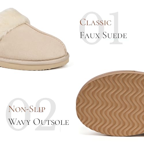 Image of OOW Fuzzy Slippers for Women Cozy Faux Fur House Shoes Memory Foam Slippers | Winter, Warm Slippers, Indoor and Outdoor