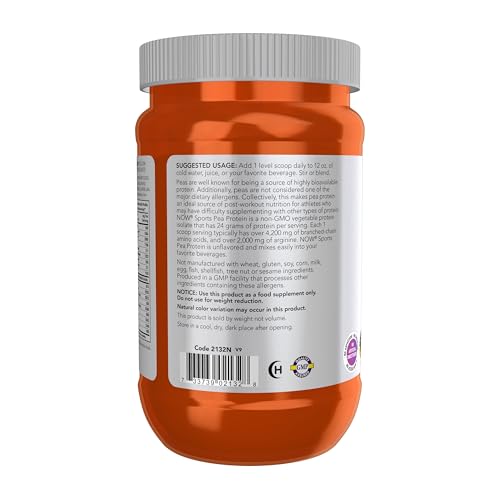 Image of NOW Foods Sports Nutrition, Pea Protein 24 g, Easily Digested, Unflavored Powder, 12-Ounce