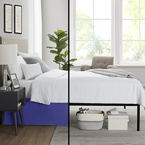 Image of Nestl Royal Blue Blue Bed Skirt Queen Size - Queen Bed Skirt 14 Inch Drop - Brushed Microfiber Bed Skirts - Hotel Quality Pleated Bed Skirt - Shrinkage & Fade Resistant