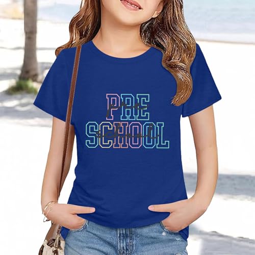 Toddler Kids Back to School Shirt Youth Boys Girls First Day of Preschool Tshirts Children Cute (a-Blue, 2-3 Years)4