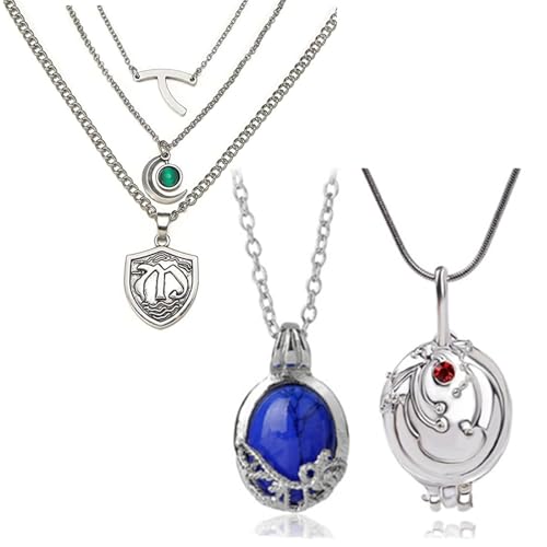 XHBTS 3 Set Replace Hope Inspired Necklace Vampire Jewelry The Vampire Necklaces Rings Earrings Movie Jewelry Cosplay for Fans