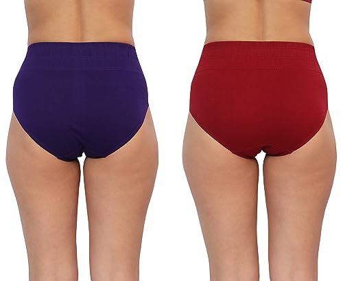 Image of GLAMORAS Women Cotton High Waist Full Coverage Broad Band Tummy Tucker Tummy Control Panty, Size L-3XL, Pack of 2 Panties