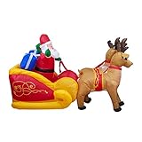 Cute Santa: Santa Claus inflable navideño viene con un juego de luces interiores para iluminar tu patio y disfrutar de la máxima alegría que todo el vecindario puede ver y disfrutar.