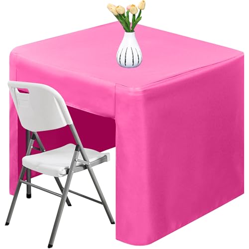 TC LUDUAN 34 x 34 inch Fitted Tablecloth for Square Folding Table Pink