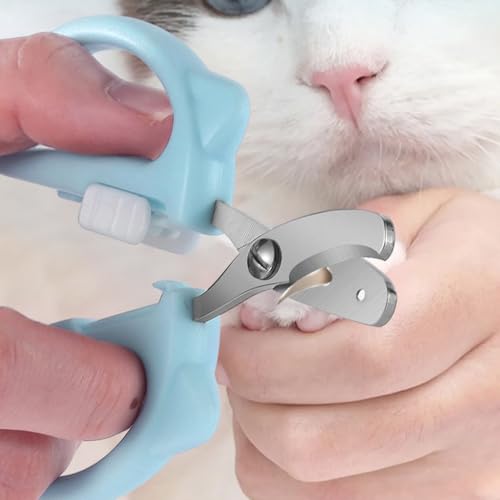 Image of Qpets Cat Nail Cutter, Cute Cat Clipper Bear Design, Stainless Steel Pet Nail Trimmer with 2-Size Holes & Nails File, Safe Design Prevents Over-Cutting for Cats, Kittens & Small Pets at Home