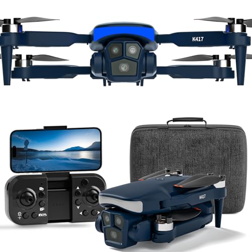 Karuisrc K417, Drone Con Cámara 1080p Fpv, Plegable Wifi Rc Quadcopter Para Adultos Y Principiantes, Drones Motor Sin Escobillas, Altitud Hold, Control De Gestos, 3d Flip, Azul