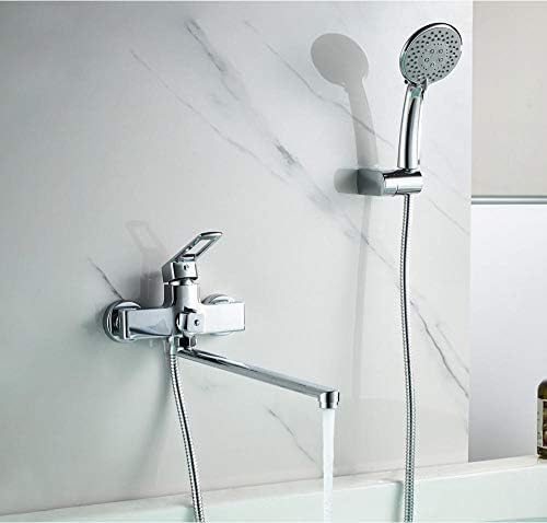 Robinet de baignoire à bec long et douchette à main pour grand confort