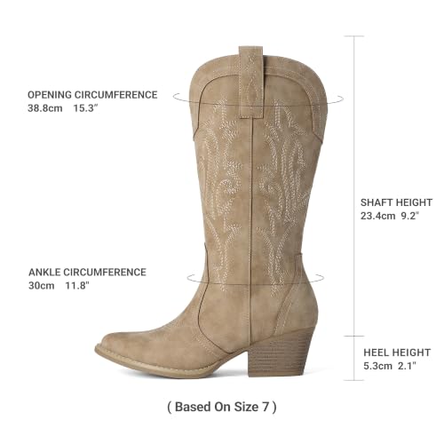 Image of DREAM PAIRS Women's Cowboy Cowgirl Western Boots | Embroidered Pointed Toe Low Heel Mid Calf Boot for Theme Party Country Concert