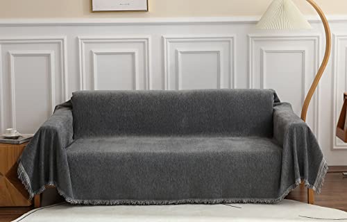 Deep Dream Chenille Sofa Cover, Sectional Couch Covers, Couch Covers For 3 Cushion Couch, Couch Cover For Dogs (Xx-Large, 71" X 134", Dark Gray) #TOP11