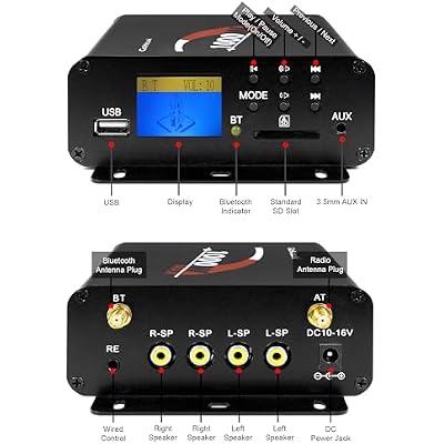GoHawk Motorcycle Speakers and Amplifier Audio Sound System, 1000W Bluetooth Weatherproof 4 Inch Radio Audio System AUX USB SD FM Radio, Volume Control, ATV UTV Compatible