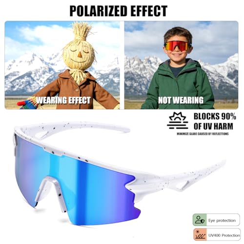 SQOQS Kids Sports Baseball Sunglasses UV400 Softball Sun Glasses Ages 3-14 - image 7
