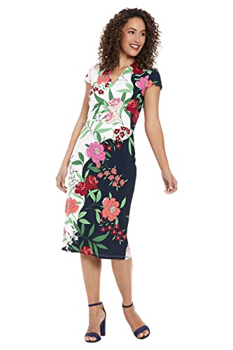 Image of London Times Women's London Times Women's Dresses V-Neck Cap Sleeve Sheath Dress Guest of Desk to Dinner Easy Comfortable Garden Party