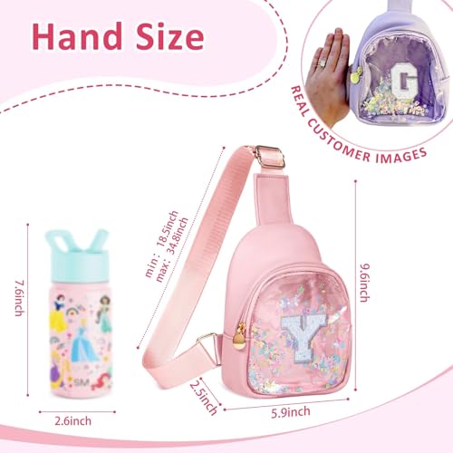 Image of COSHAYSOO Pink Toddler Little Girls Purse 2 3 4 5 6 7 Year Old Kids Sling Bag Initial Crossbody Pouch, Stylish Trending Practical Useful Birthday Christmas Valentines Graduation Gifts Letter Y