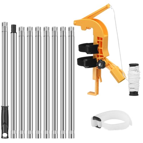 IFOKAMOG Spray Can Extension Pole Adaptor 0-115 Adjustable Plastic Sprayer Bracket Adaptor with 12Ft Stainless Steel Extension Pole for Household Cleaning Outdoor Gardening (Yellow)