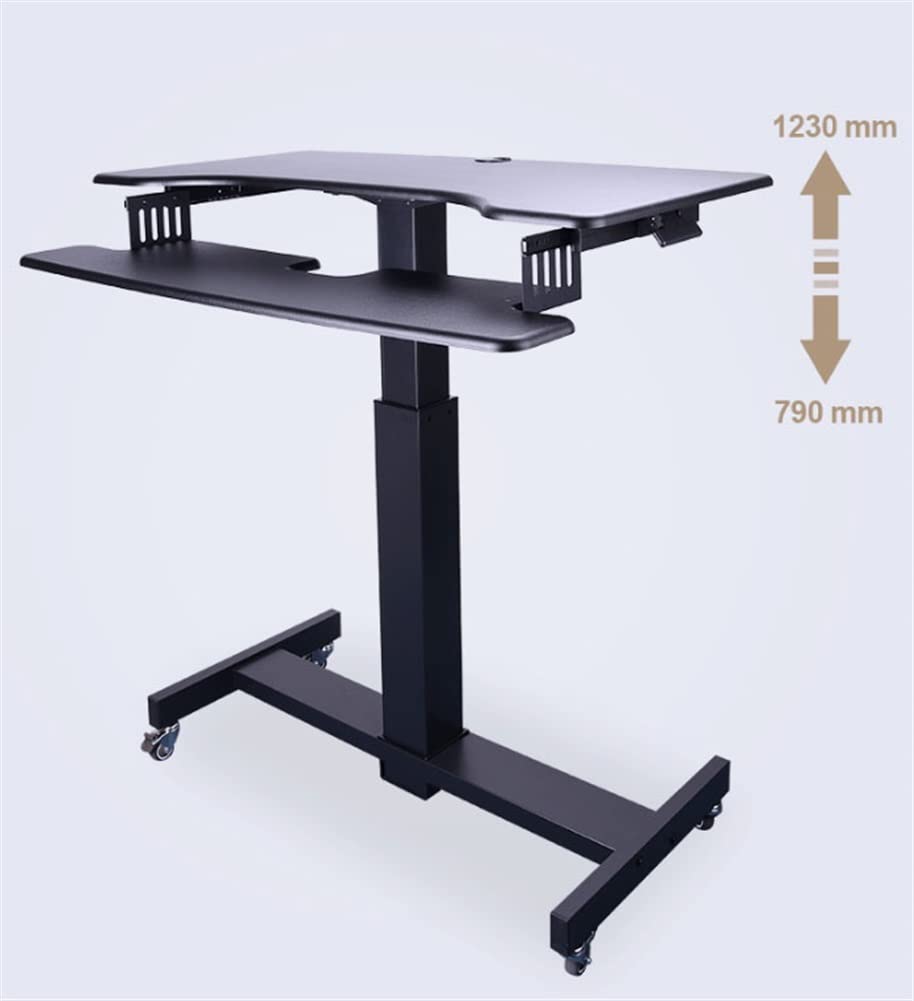 Mobile Standing Desk Mobile Height Adjustable Table Stand Up Desk Cart with Sliding Keyboard Tray Computer Workstation Rolling — view 8