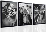 Framed Trendy Black and White Wall Art Luxury Money Hair Rollers Girl Posters Prints...