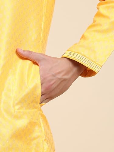 Kurta Pyjama Ethnique SKAVIJ Évitez l'Inconfort en Fête avec cette Robe Or Taille L - 6