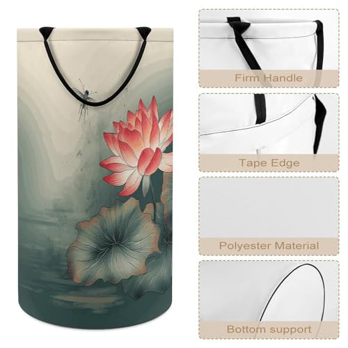 Panier à linge imperméable pliable motif fleurs et libellules grand format pour maison