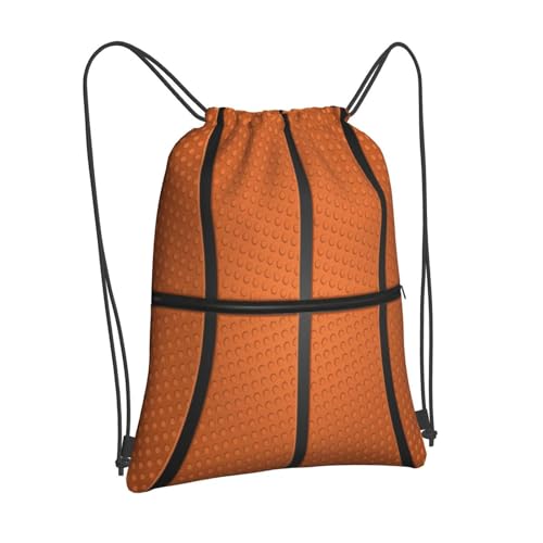Image of Outdoor Sports Basketball Drawstring Bag, Waterproof Drawstring Backpack for Gym Sports Teams Basketball Party, Men Women Durable Cinch Bag with Front Zipper Pocket and Inside Zipper Pocket