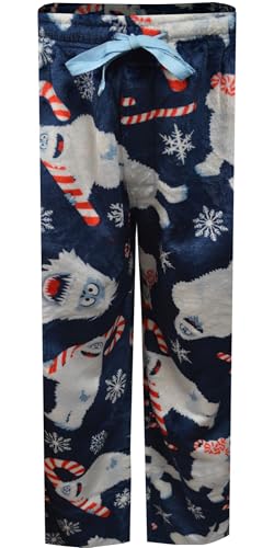MJC Mens Rudolph The Red-Nosed Reindeer Bumble Candy Cane Plush Lounge Pants