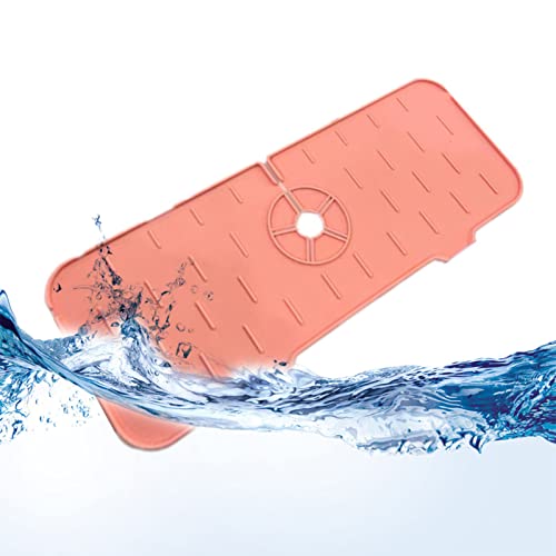 Wondsea Silikon Wasserhahn Matte,saugfähige Wasserhahn-Matte,saugfähige Wasserhahn Abtropfmatte für Waschbecken, Abtropfkissen hinter Wasserhahn für Küche, Badezimmer-Arbeitsplatte(Rosa) Cover