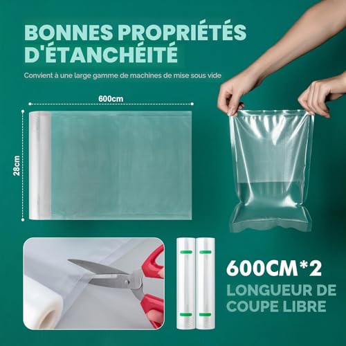 GRIFEMA GH82 Sacs Sous Vide Alimentaire 28x600cm 2 Rouleaux – vue 2