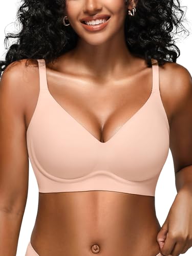 Image of Wireless Jelly Bras for Women No Underwire - S-2XL Seamless Padded T-Shirt Bralette with Support, Comfortable Everyday Bra
