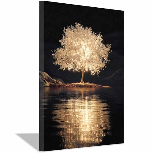 Poster mural Arbre lumineux cadre photo multicolore grand format 60x80cm