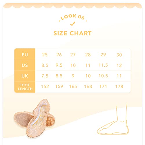 Funcoo Plus Girls Jelly Sandals Princess Dress Up Mary Jane Flats Dance Party Cosplay Shoes For Kids Toddler Gold #TOP5