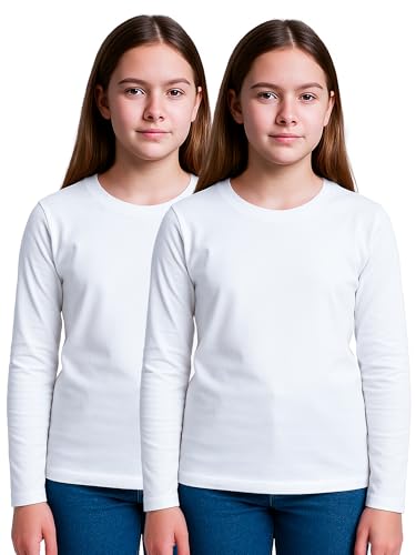 Image of DYCA by Bodycare Girls Solid Cotton T-Shirt, Round Neck Full Sleeves, Casual Regular Fit, Comfortable Tshirt for Kids