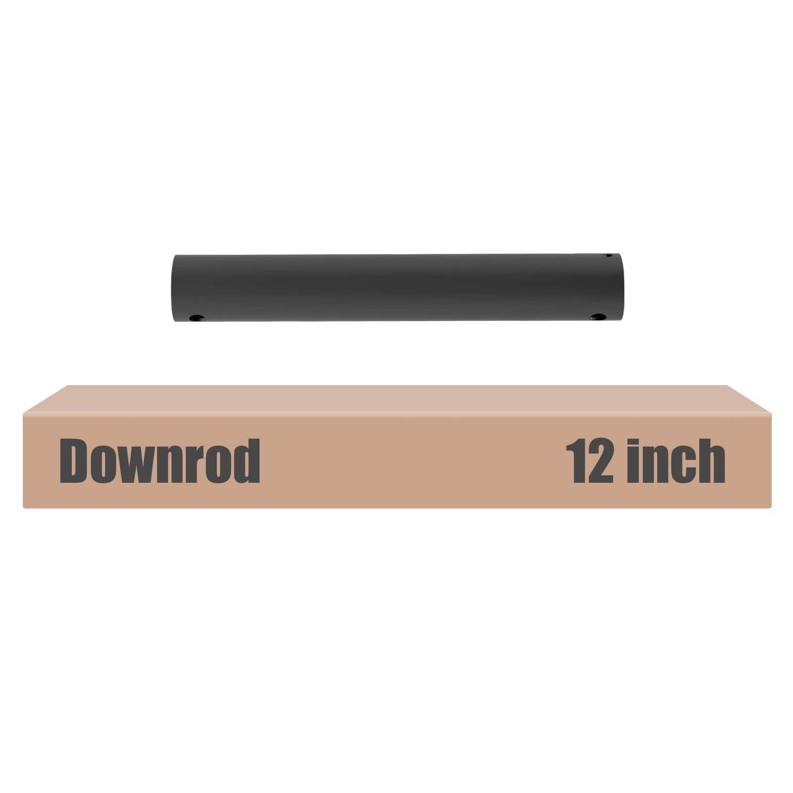 12 inch Ceiling Fan Downrod with Extension Cord, 1 FT Black Downrod for Ceiling Fan, 1 inch Outside Diameter, Ceiling Fan Boom Suitable for a Wide Range of Fans (Black, Not Threaded)