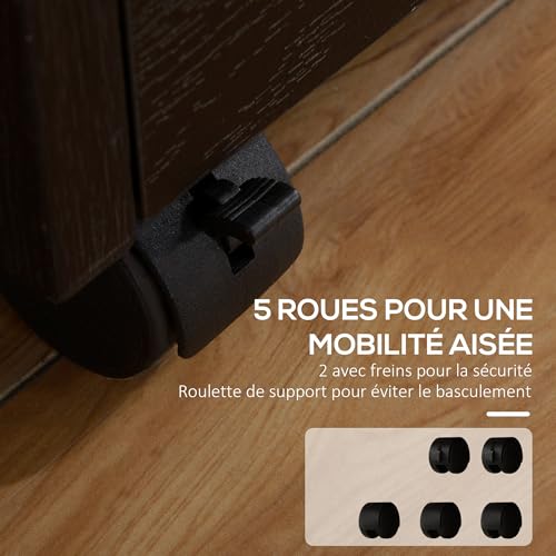 Caisson bureau à roulettes 3 tiroirs verrouillable HOMCOM
