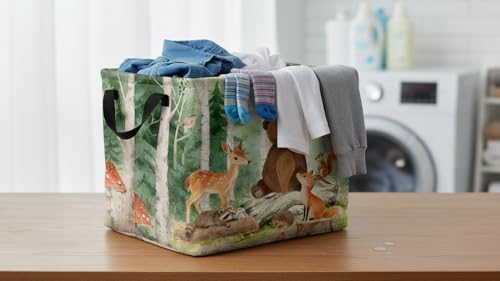 Image of CLOCOR Rectangular Storage Bin,Waterproof Storage Bin,Gift Basket(Forest Animals)