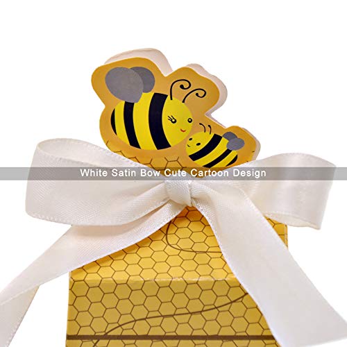 Sumdirect Paper Beehive Gift Boxes - 50Pcs Wedding Favor Candy Boxes With Ribbons,Yellow Winnie The Pooh Baby Shower Bee Gift Box For Birthday Decorations #TOP3