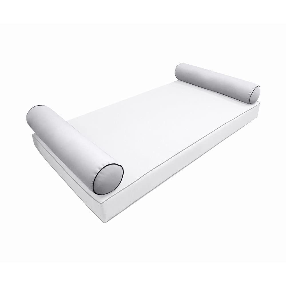 Prolinemax Style 5 Bolster Pillow for Outdoor Indoor Daybed Porch Swing Bed Crib Size Contrast Trim AD105 | Covers ONLY |