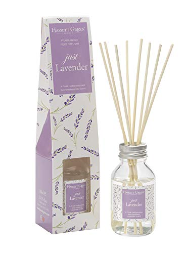 Hassett Green London Diffuseur de Parfum à l'huile Essentielle Just Lavender 100ml - Fragrance d'Intérieur Longue Durée avec 8 Bâtonnets en Rattan pour Une...