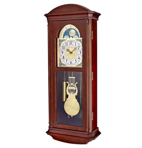 Bulova Litchfield Large Regulator Wall Clock, Model C4332 | Classic Pendulum Design | Harmonic Hourly Chime | Brown Cherry Finish - Image 3