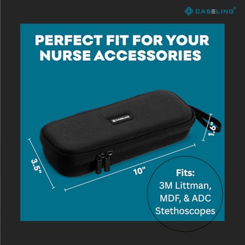 caseling Stethoscope Case For 3M Littmann Classic III, Lightweight II S.E, Cardiology IV Diagnostic, MDF Acoustica - Hard Case for Medical Tools with Pocket for Nurse Accessories - EVA Nursing Holder - Thumbnail 2