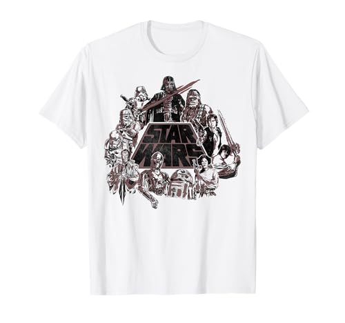 T-shirt Star Wars Classic Group Poster haut de gamme en taille S à XXL