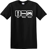 EatSleepTee Men's Eat Sleep Game T-Shirt Gamer Gaming Tee Small Black