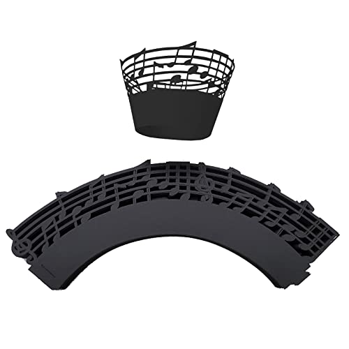 50x Black Color Music Notes Cupcake Topper Wrappers Lace Birthday Party Musical Cupcake Paper Decoration Liner
